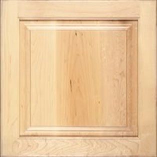 A maple cabinet door with a light, uniform tone and smooth, fine grain.